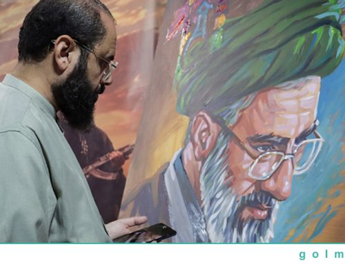 اجرای زنده نقاشی در تجمعات مردمی در میدان بیعت اردبیل